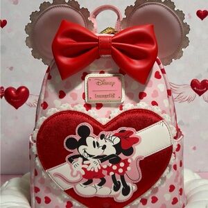 Loungefly Disney Mickey & Minnie Valentine Heart Scented Mini Backpack NWT
